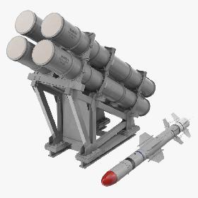 MK 141 Launching System RGM With Harpoon Anti Ship Missile 3D model